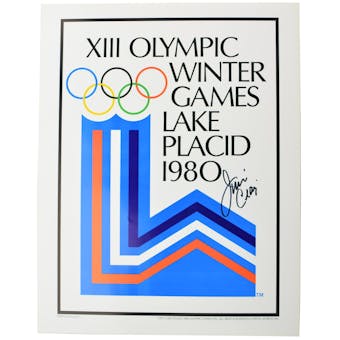 Jim Craig Autographed Miracle On Ice 1980 Lake Placid Olympics Rings Poster (Black Signature)