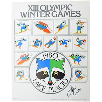 Jim Craig Autographed Miracle On Ice 1980 Lake Placid Olympics Racoon Poster