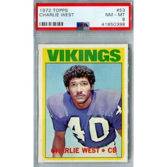 1972 Topps Football #53 Charlie West PSA 8 (NM-MT) *0398 (Reed Buy)