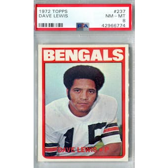1972 Topps Football #237 Dave Lewis PSA 8 (NM-MT) *6774 (Reed Buy)