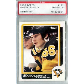 1986/87 Topps Hockey #122 Mario Lemieux PSA 8 (NM-MT) *9921 (Reed Buy)