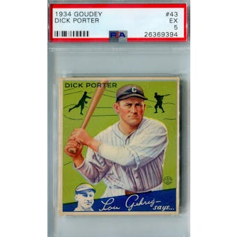 1934 Goudey Baseball #43 Dick Porter PSA 5 (EX) *9394 (Reed Buy)