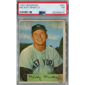 1954 Bowman Baseball #65 Mickey Mantle PSA 1 (Poor) *6975 (Reed Buy)