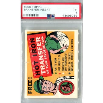 1960 Topps Baseball Transfer Insert PSA 1 (Poor) *5286 (Reed Buy)