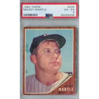 1962 Topps Baseball #200 Mickey Mantle PSA 4 (VG-EX) *6938 (Reed Buy)