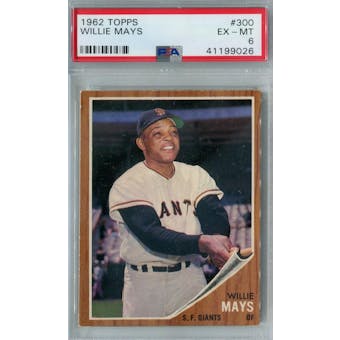 1962 Topps Baseball #300 Willie Mays PSA 6 (EX-MT) *9026 (Reed Buy)