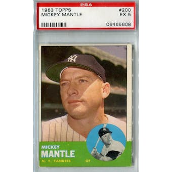1963 Topps Baseball #200 Mickey Mantle PSA 5 (EX) *5608 (Reed Buy)