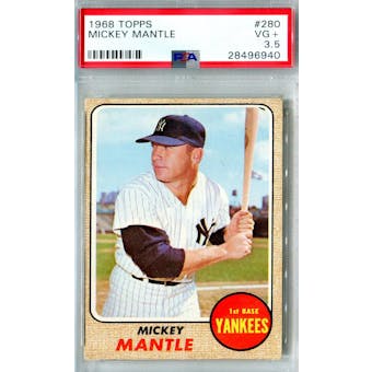 1968 Topps Baseball #280 Mickey Mantle PSA 3.5 (VG+) *6940 (Reed Buy)