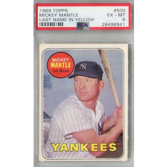 1969 Topps Baseball #500 Mickey Mantle YL PSA 6 (EX-MT) *6941 (Reed Buy)