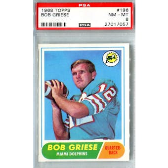 1968 Topps Football #196 Bob Griese RC PSA 8 (NM-MT) *7057 (Reed Buy)