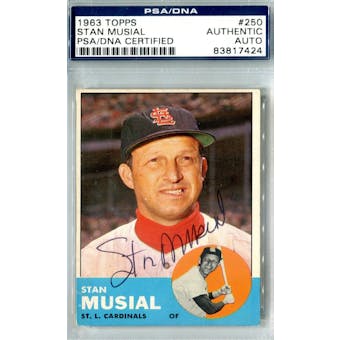 1963 Topps Baseball #250 Stan Musial PSA Blue Label Auto *7424 (Reed Buy)