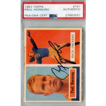 1957 Topps Football #151 Paul Hornung RC PSA AUTH Auto *3551 (Reed Buy)