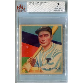 1934-36 Diamond Stars Baseball #27 Pie Traynor BVG 7 (NM) *9748 (Reed Buy)