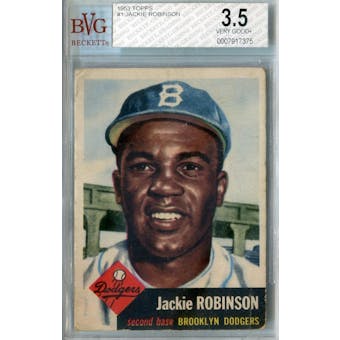 1953 Topps Baseball #1 Jackie Robinson BVG 3.5 (VG+) *7375 (Reed Buy)