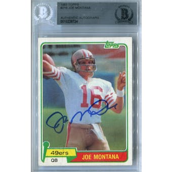 1981 Topps Football #216 Joe Montana RC BVG AUTH Auto *8724 (Reed Buy)