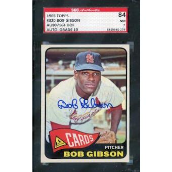1965 Topps Baseball #320 Bob Gibson SGC 84 (NM) Auto 10 *5279 (Reed Buy)