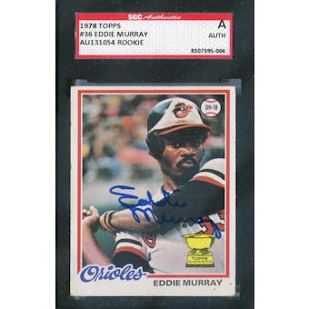 1978 Topps Baseball #36 Eddie Murray SGC AUTH Auto *5004 (Reed Buy)