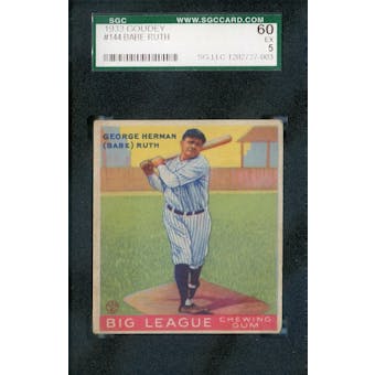 1933 Goudey Baseball #144 Babe Ruth SGC 60 (EX) *7003 (Reed Buy)