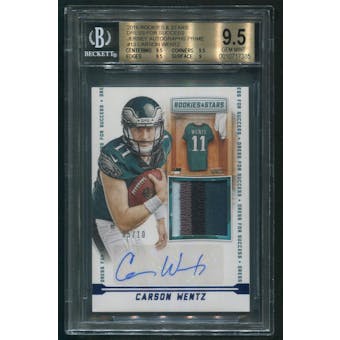 2016 Rookies and Stars #13 Carson Wentz Dress for Success Rookie Patch Auto #05/10 BGS 9.5 (GEM MINT)