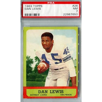 1963 Topps Football #26 Dan Lewis PSA 7 (NM) *7650 (Reed Buy)