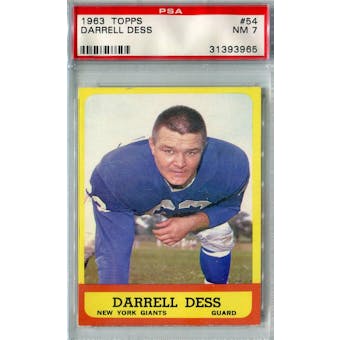 1963 Topps Football #54 Darrell Dess PSA 7 (NM) *3965 (Reed Buy)