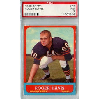 1963 Topps Football #65 Roger Davis PSA 7 (NM) *2646 (Reed Buy)