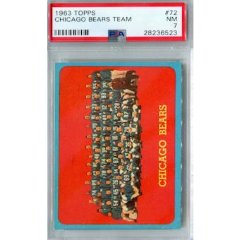 1963 Topps Football #72 Chicago Bears Team PSA 7 (NM) *6523 (Reed Buy)