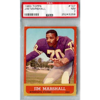 1963 Topps Football #107 Jim Marshall RC PSA 7 (NM) *3258 (Reed Buy)