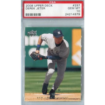 2008 Upper Deck Baseball #297 Derek Jeter PSA 10 (GM-MT) *4979 (Reed Buy)