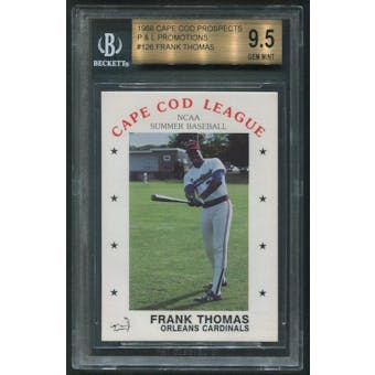 1988 Cape Cod Prospects P and L Promotions #126 Frank Thomas Rookie BGS 9.5 (GEM MINT)