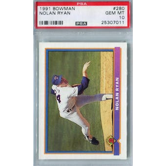 1991 Bowman Baseball #280 Nolan Ryan PSA 10 (GM-MT) *7011 (Reed Buy)