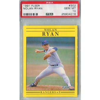 1991 Fleer Baseball #302 Nolan Ryan PSA 10 (GM-MT) *4016 (Reed Buy)