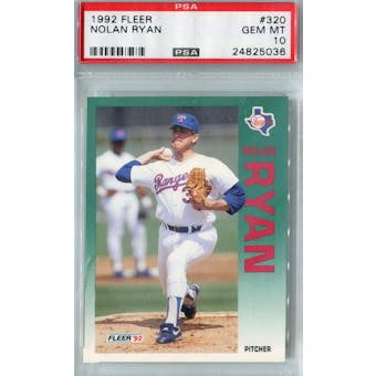 1992 Fleer Baseball #320 Nolan Ryan PSA 10 (GM-MT) *5036 (Reed Buy)