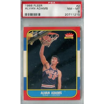 1986/87 Fleer Basketball #2 Alvan Adams PSA 8 (NM-MT) *1210 (Reed Buy)