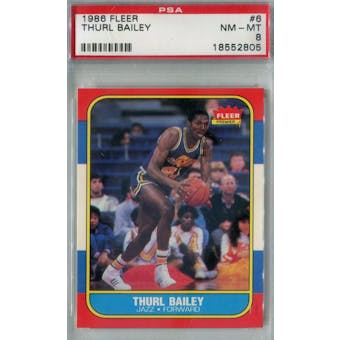 1986/87 Fleer Basketball #6 Thurl Bailey PSA 8 (NM-MT) *2805 (Reed Buy)