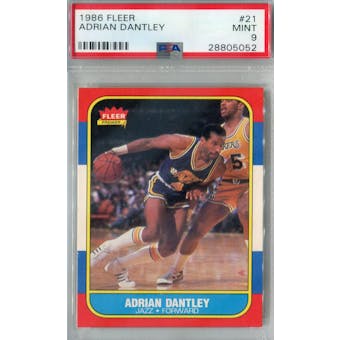 1986/87 Fleer Basketball #21 Adrian Dantley PSA 9 (MT) *5052 (Reed Buy)