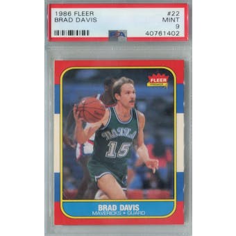1986/87 Fleer Basketball #22 Brad Davis PSA 9 (MT) *1402 (Reed Buy)