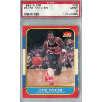 1986/87 Fleer Basketball #26 Clyde Drexler PSA 9 (MT) *8565 (Reed Buy)
