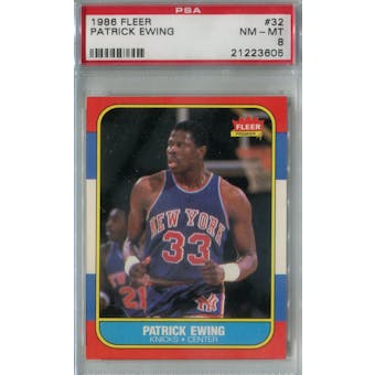 1986/87 Fleer Basketball #32 Patrick Ewing PSA 8 (NM-MT) *3605 (Reed Buy)