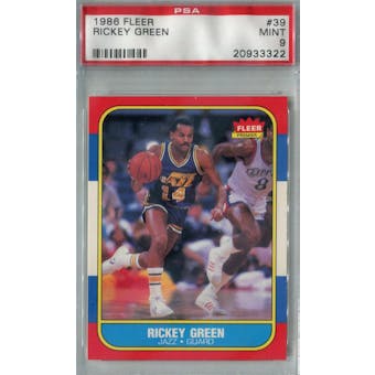 1986/87 Fleer Basketball #39 Rickey Green PSA 9 (MT) *3322 (Reed Buy)