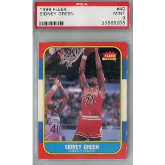 1986/87 Fleer Basketball #40 Sidney Green PSA 9 (MT) *8206 (Reed Buy)