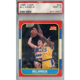 1986/87 Fleer Basketball #43 Bill Hanzlik PSA 9 (MT) *4927 (Reed Buy)