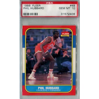 1986/87 Fleer Basketball #48 Phil Hubbard PSA 10 (GM-MT) *2408 (Reed Buy)