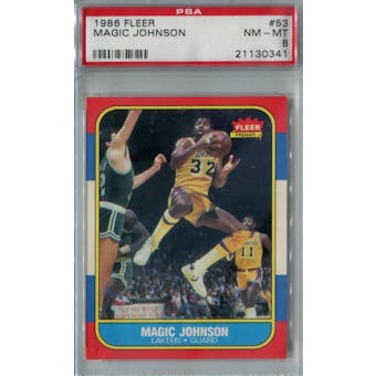 1986/87 Fleer Basketball #53 Magic Johnson PSA 8 (NM-MT) *0341 (Reed Buy)