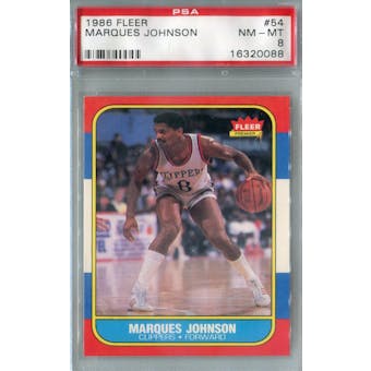 1986/87 Fleer Basketball #54 Marques Johnson PSA 8 (NM-MT) *0088 (Reed Buy)