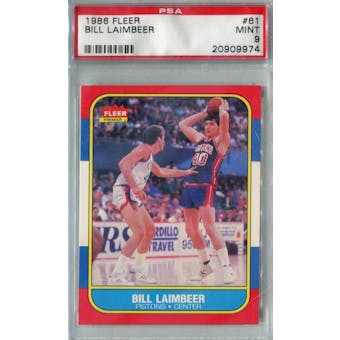 1986/87 Fleer Basketball #61 Bill Laimbeer PSA 9 (MT) *9974 (Reed Buy)
