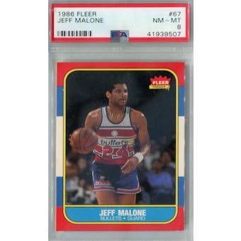 1986/87 Fleer Basketball #67 Jeff Malone PSA 8 (NM-MT) *9507 (Reed Buy)