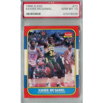1986/87 Fleer Basketball #72 Xavier McDaniel PSA 10 (GM-MT) *8535 (Reed Buy)