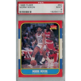 1986/87 Fleer Basketball #80 Norm Nixon PSA 9 (MT) *4110 (Reed Buy)