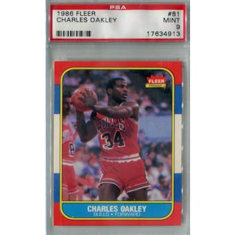 1986/87 Fleer Basketball #81 Charles Oakley PSA 9 (MT) *4913 (Reed Buy)